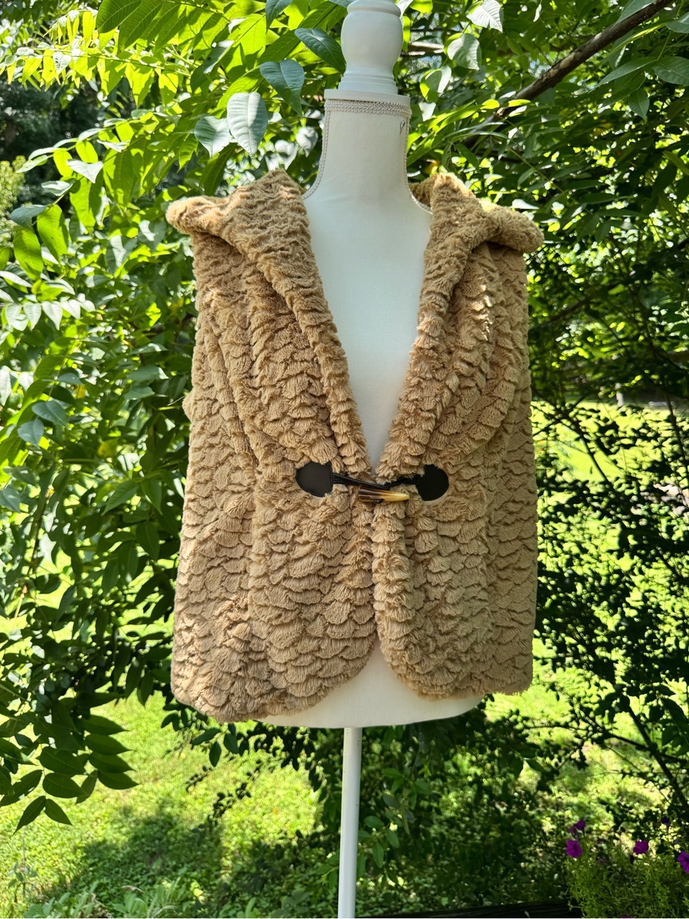 Cato Faux Fur Hooded Vest — Light Brown